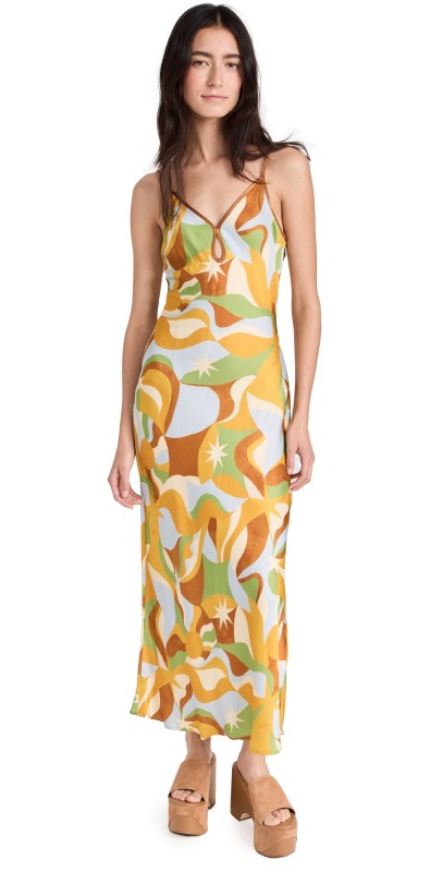 ASTR the Label Nilana Dress Brown Mustard Multi