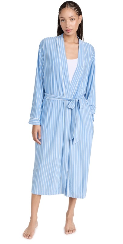 Eberjey The Tencel Modal Long Robe NORDIC STRIPES VISTA BLUEIVORY