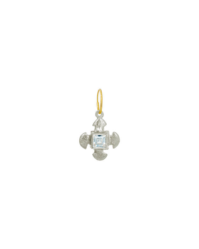 Cruz Cross Earring w/ Cubic Zirconia, Single