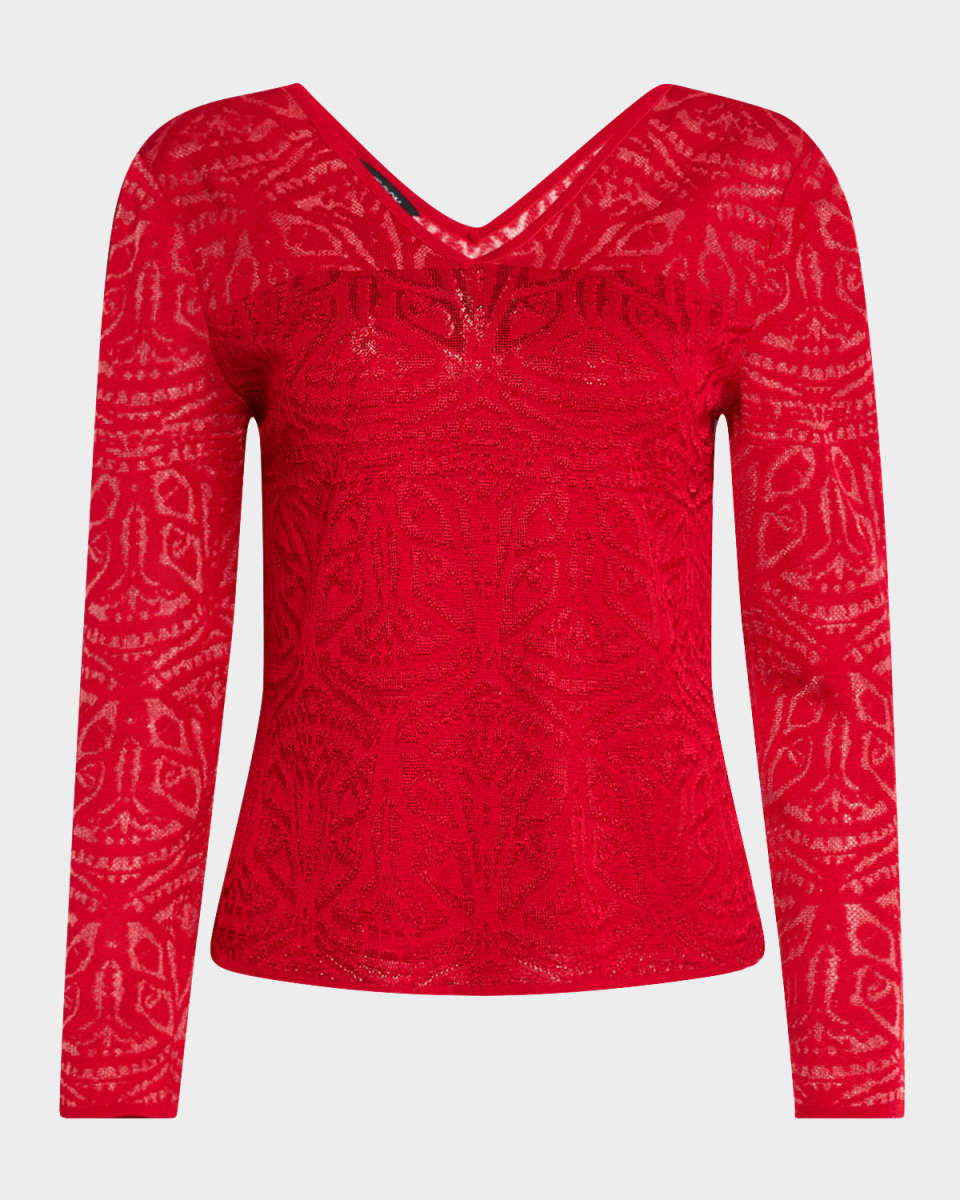 V-Neck Burnout Knit Top