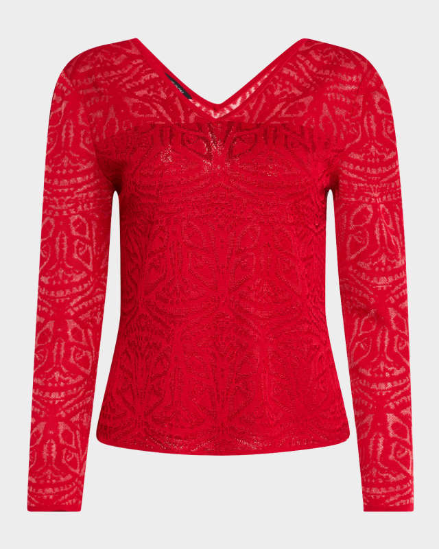V-Neck Burnout Knit Top