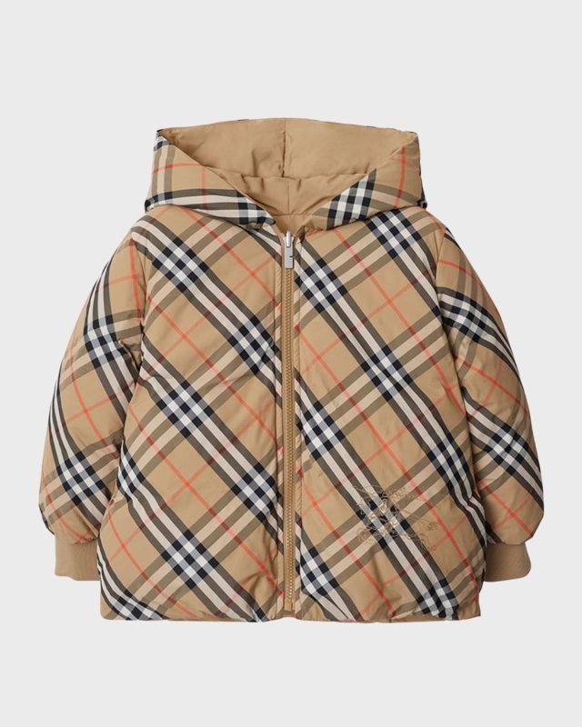 Kid's Check-Print Reversible Jacket, Size 3-14