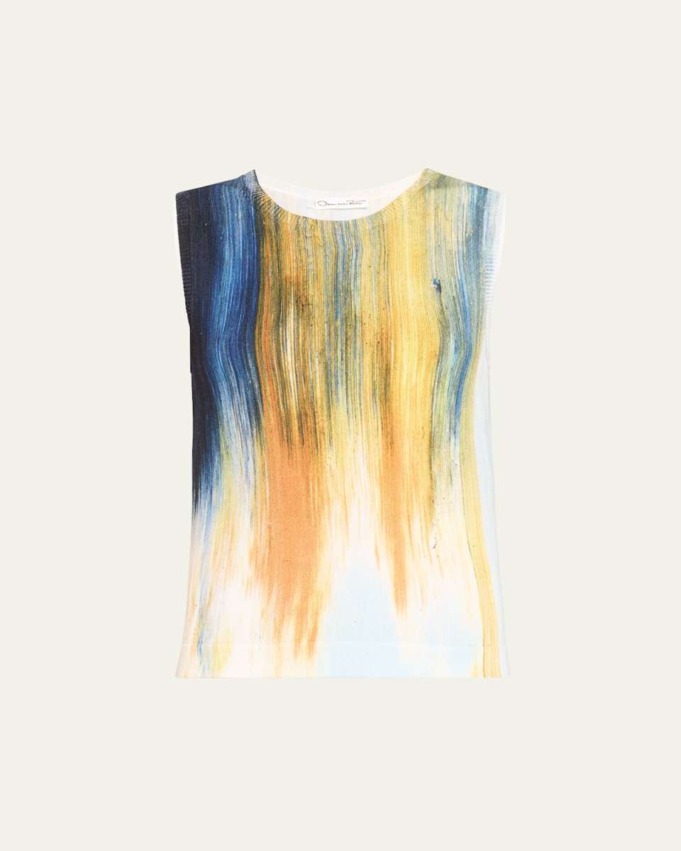 Abstract-Print Knit Tank Top