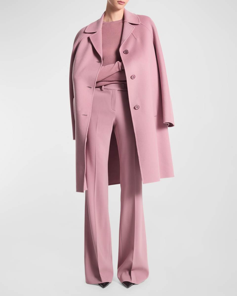 Balmacaan Single-Breasted Wool Coat