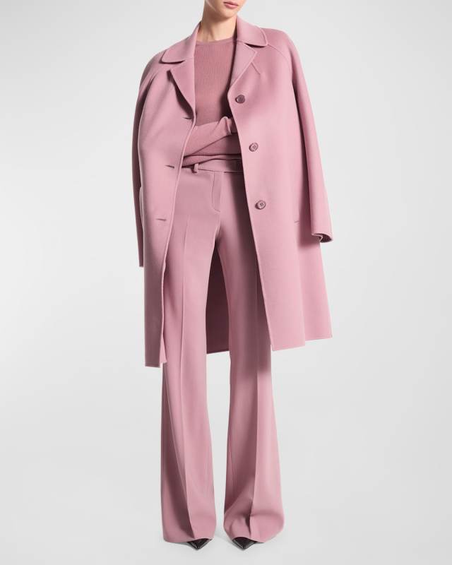 Balmacaan Single-Breasted Wool Coat