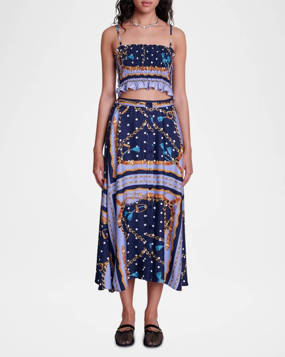 Jichaine Chain Motif Midi Skirt