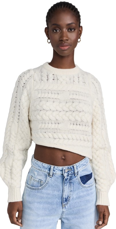 MOUSSY VINTAGE MV Cable Knitting Sweater Ivory