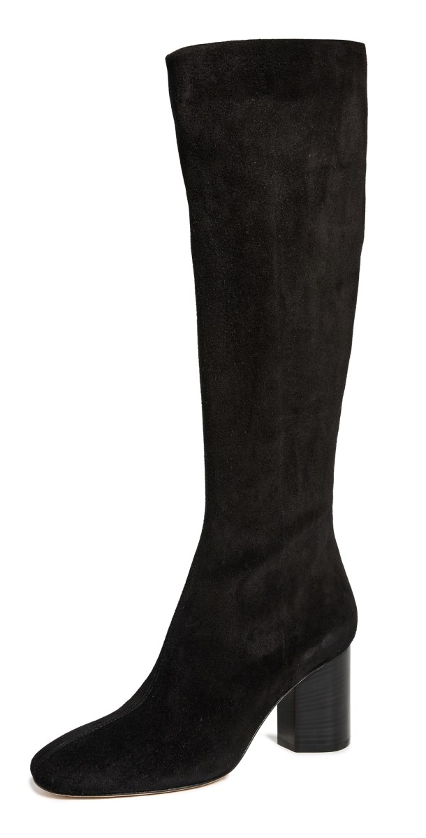 AEYDE Ariana Cow Suede Leather Black Boots Black