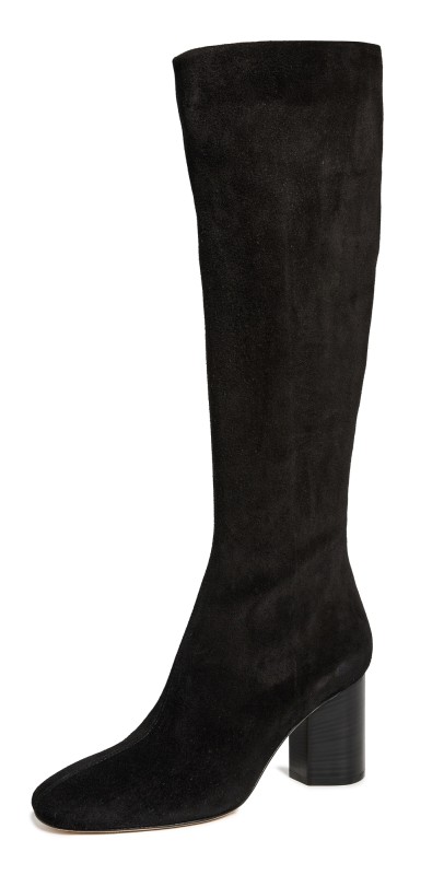 AEYDE Ariana Cow Suede Leather Black Boots Black