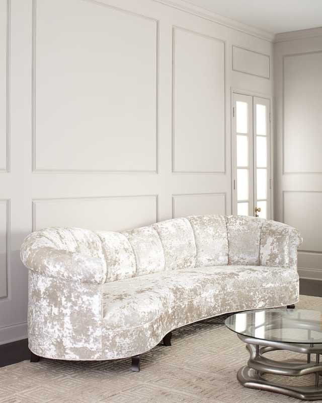 Lizette Velvet Channel-Tufted Sofa - 85"