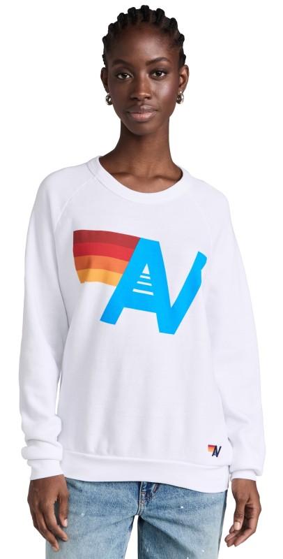 Aviator Nation Logo Crewweatshirt White