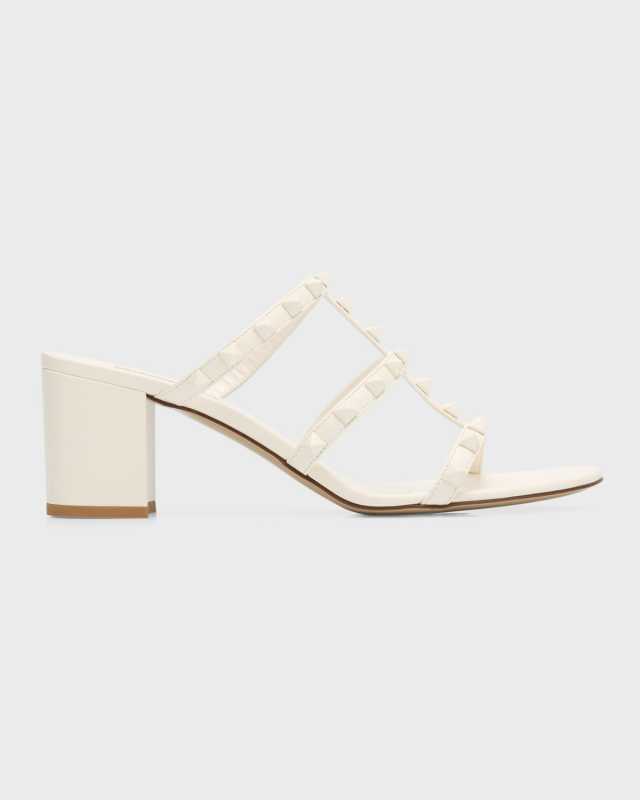 Rockstud Tonal Nappa Leather Caged Sandals