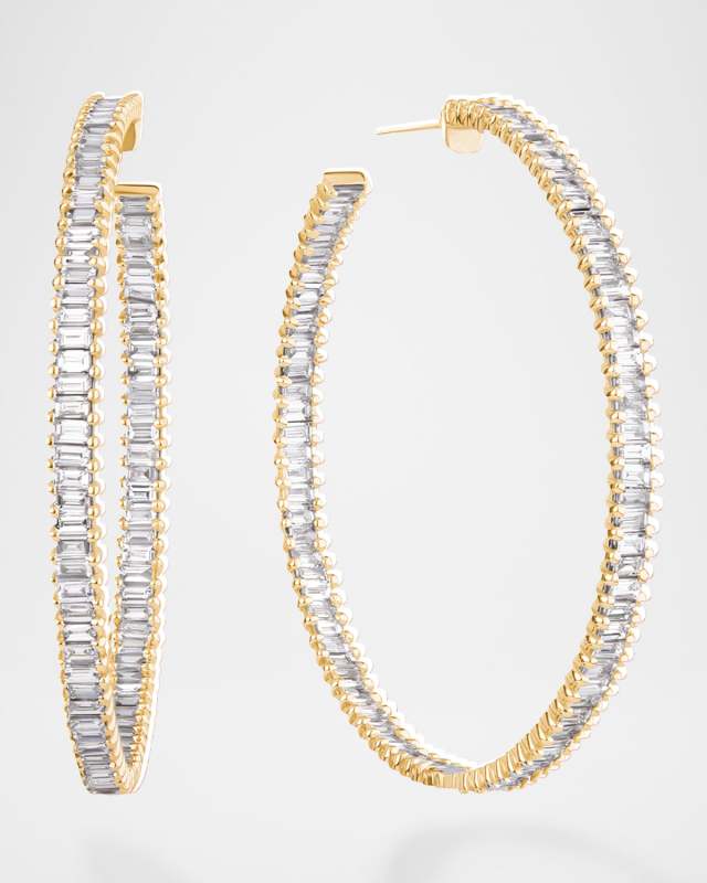 Inside/Outside Baguette Diamond Hoop Earrings