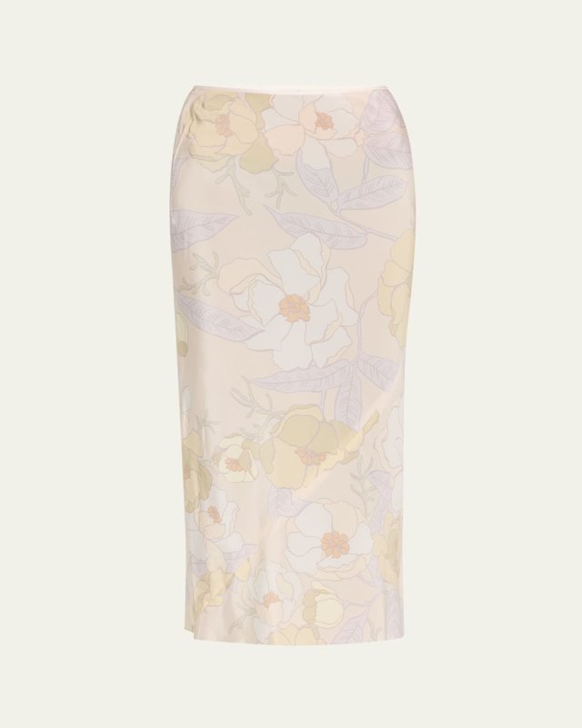 Sati Floral Silk Midi Skirt