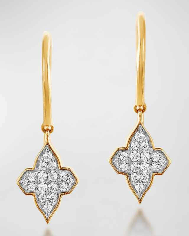 18K Yellow Gold Piano Black Diamonds Delicate Earrings