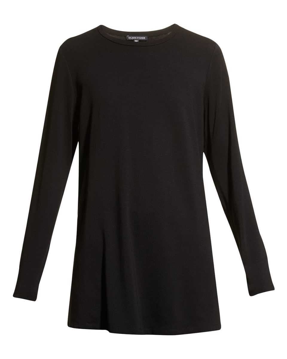 Long-Sleeve Side-Slit Jersey Tunic