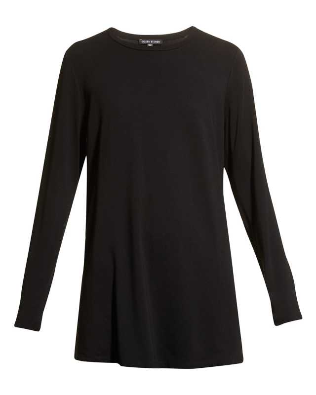Long-Sleeve Side-Slit Jersey Tunic