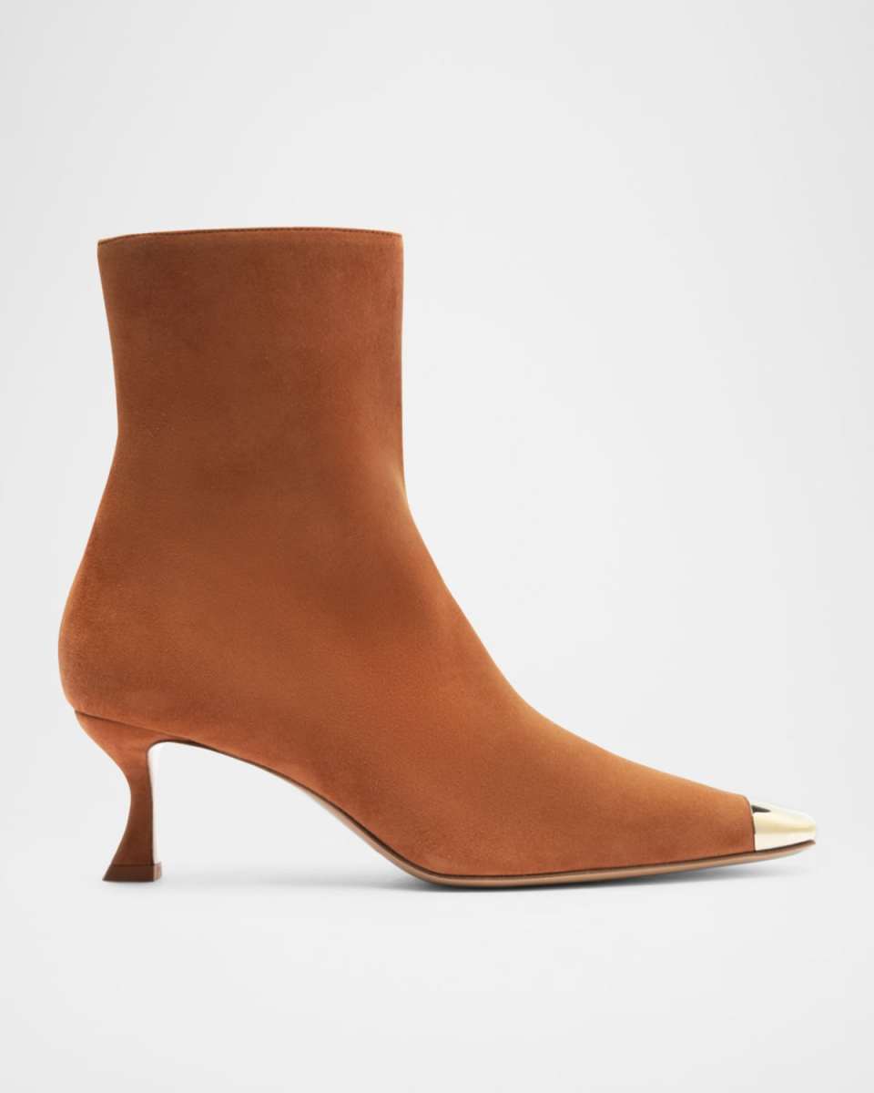 Olivia Suede Cap-Toe Booties