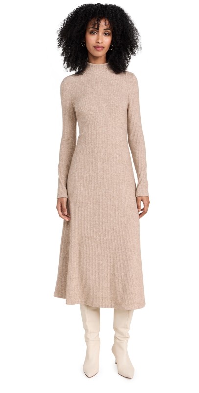 Vince Long Sleeveock Neck Dress H HAZEL CREAM