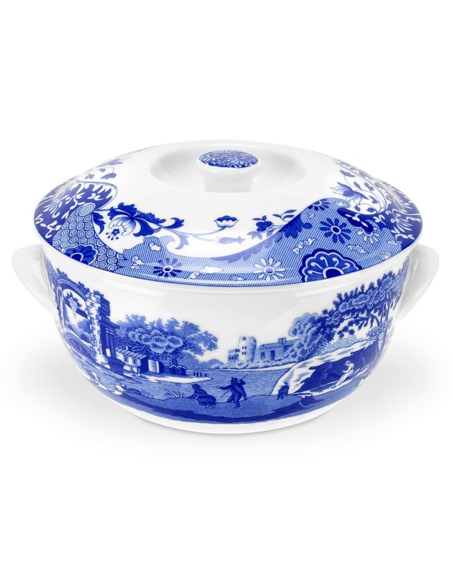 Blue Italian Round Covered Deep Dish