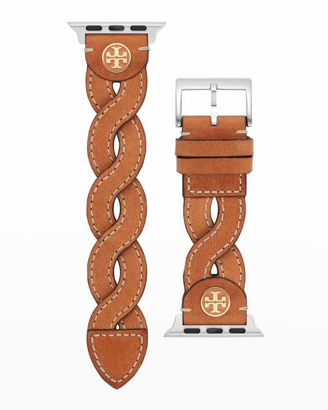 Braided Leather Apple Watch Band in Luggage, 38-41mm