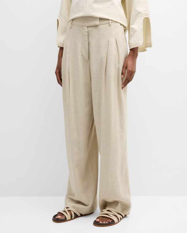 Cymbaria Wide-Leg Pleated Pants