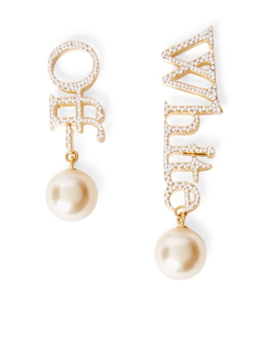 logo pearl drop earrings