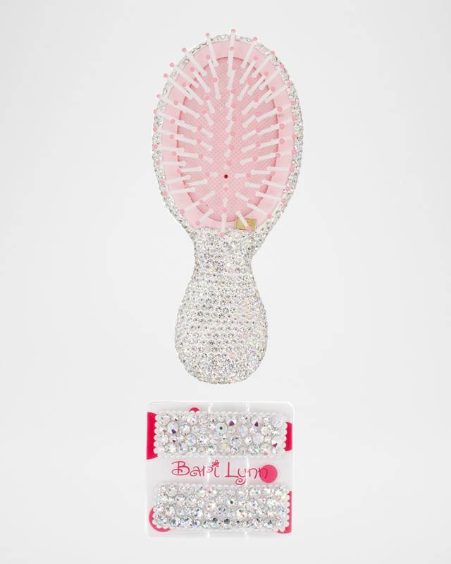 Girl's Rhinestone Travel Brush & Clips Holiday Gift Box Set