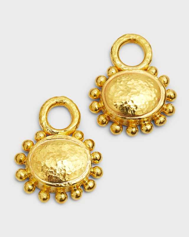 19k Oval Domed Earring Pendants