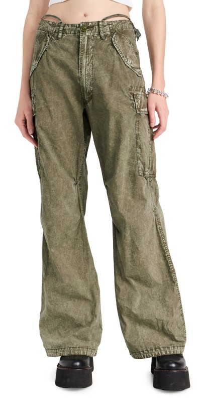 R13 Wide Leg Cargo Pants GD Olive