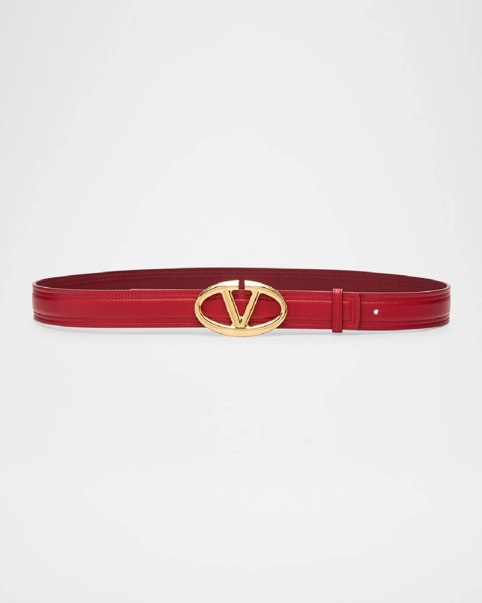 The Bold Edition V-Logo Red Leather Belt