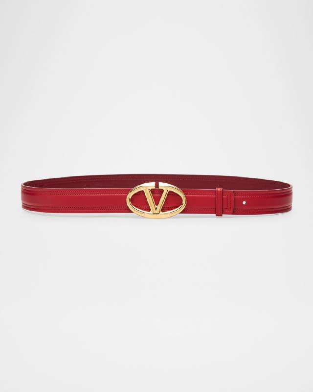 The Bold Edition V-Logo Red Leather Belt