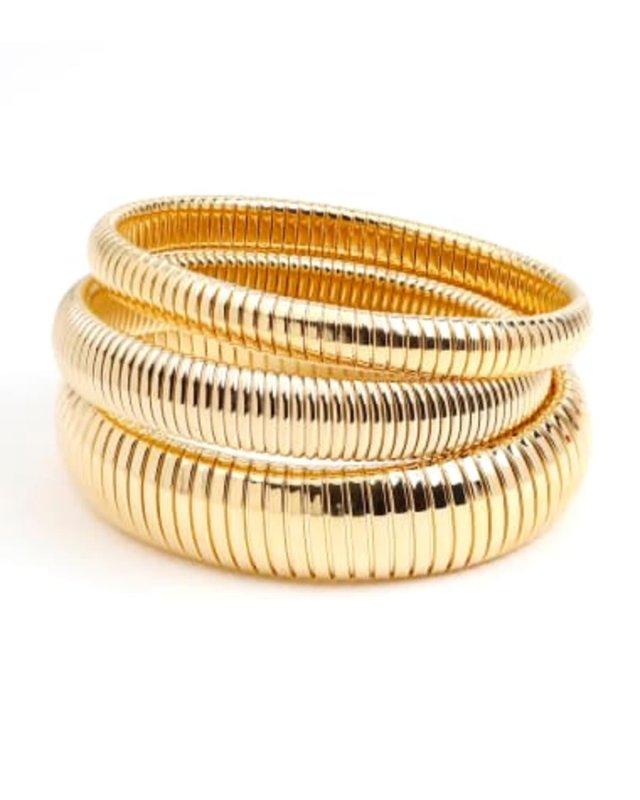 Cobra Elastic Bracelets, Set of 3, Gold