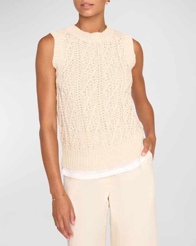 Otto Layered Open-Knit Crewneck Tank