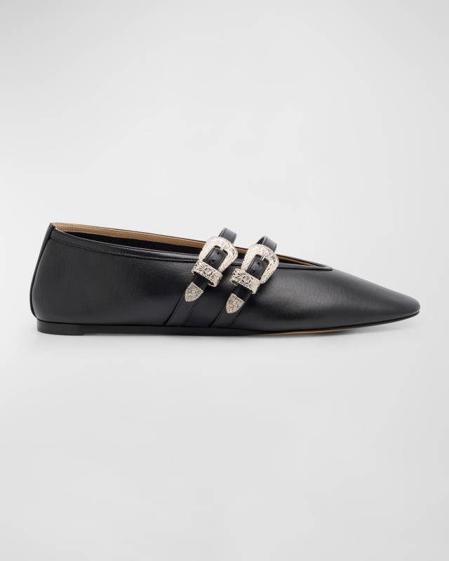 Claudia Leather Mary Jane Ballerina Flats