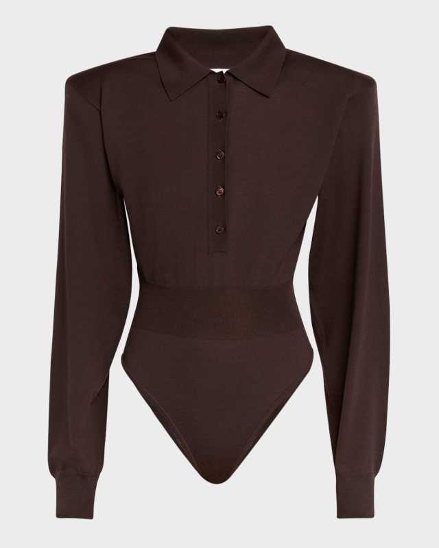 Light Wool Polo Knitted Bodysuit