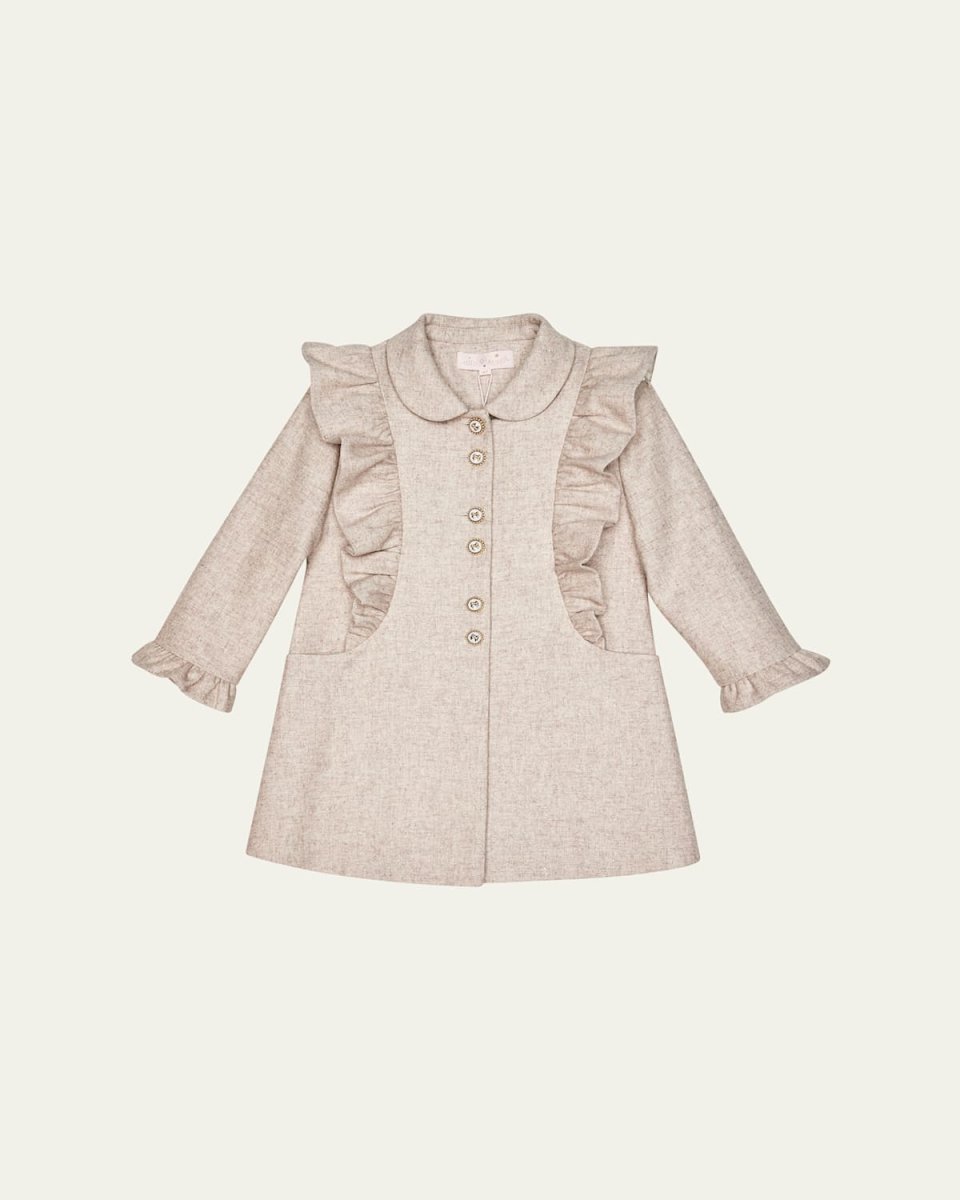 Girl's Koko Ruffle Trim Coat, Size 3T-12