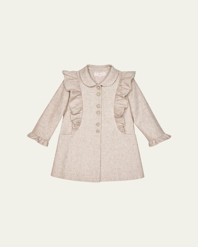 Girl's Koko Ruffle Trim Coat, Size 3T-12