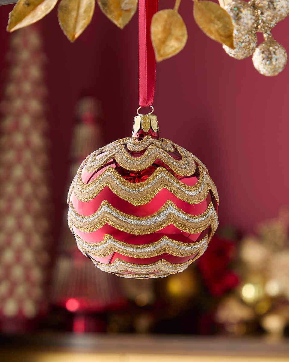 Curved Glitter Shiny Ball Christmas Ornament