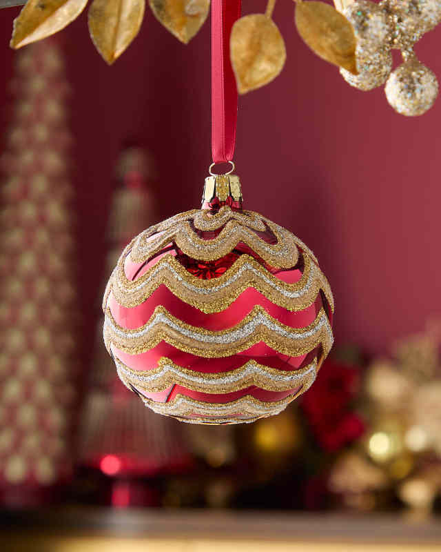 Curved Glitter Shiny Ball Christmas Ornament