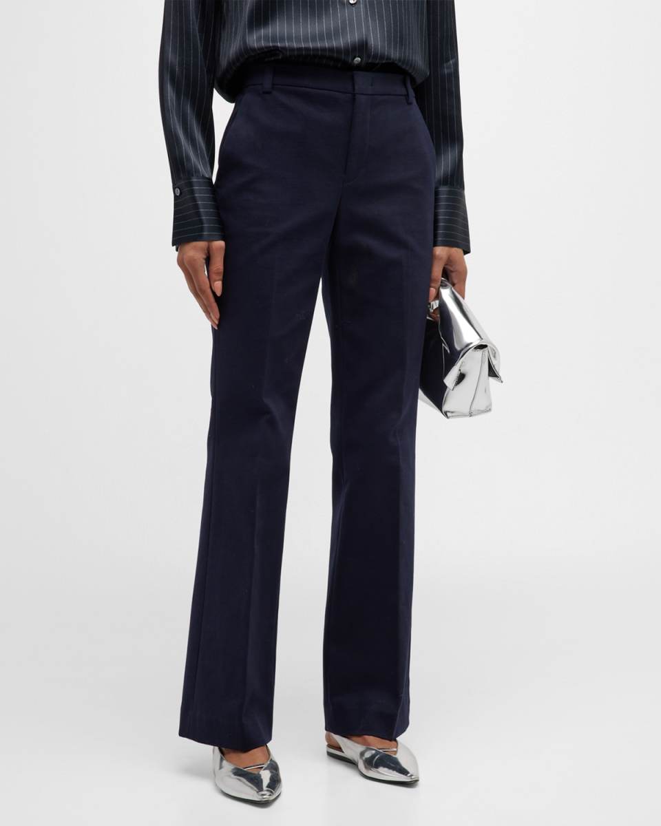 Cotton Stretch Mid-Rise Bootcut Pants