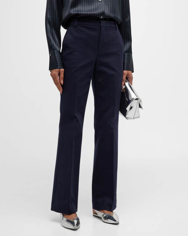 Cotton Stretch Mid-Rise Bootcut Pants