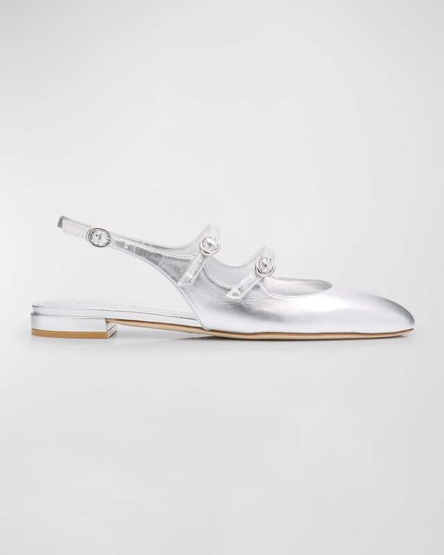 Benni Metallic Mary Jane Ballerina Flats