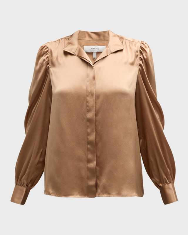 Gillian Long-Sleeve Silk Top