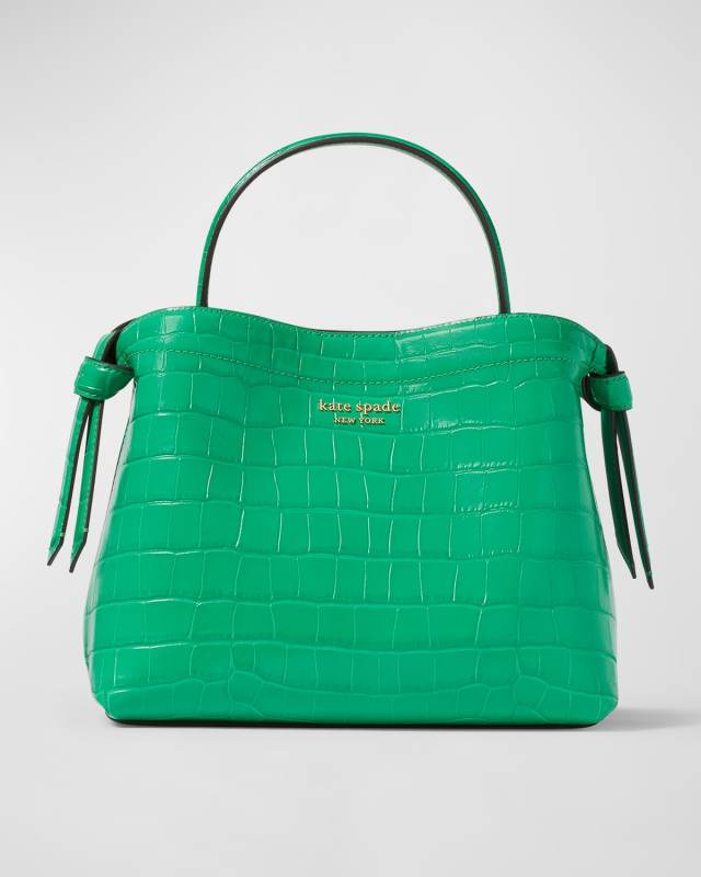 knott croc-embossed leather top-handle bag
