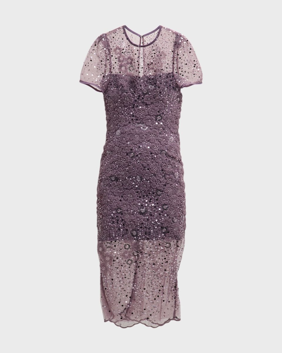 Lia Bead & Sequin Bodycon Midi Dress