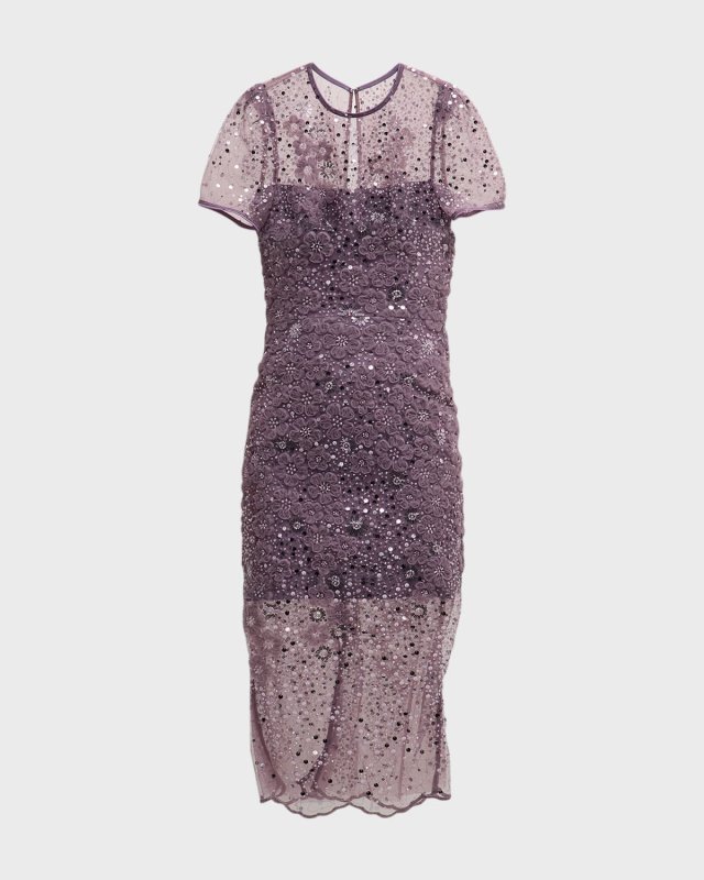 Lia Bead & Sequin Bodycon Midi Dress