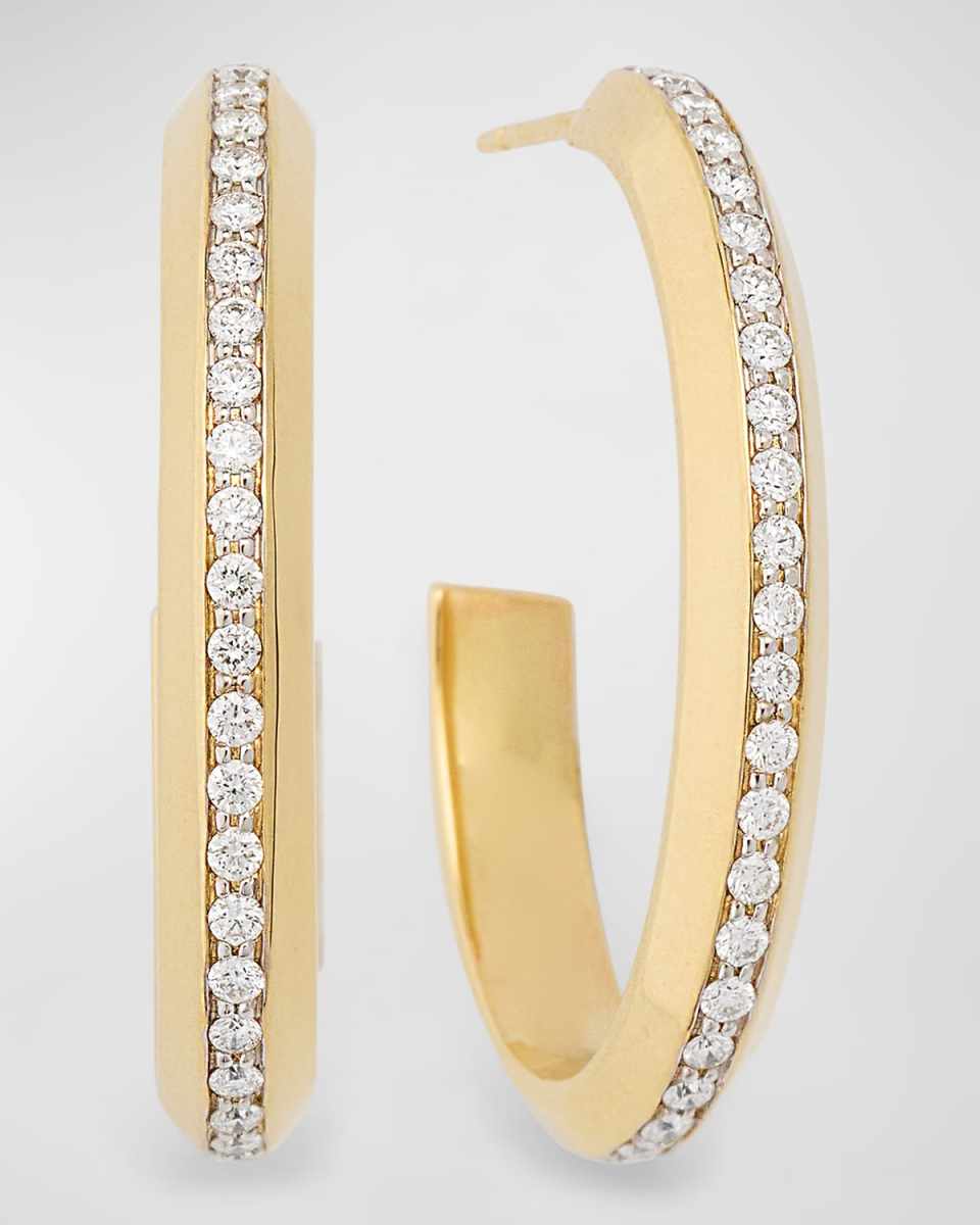 Grant 18K Gold and Diamond Knife Edge Hoop Earrings
