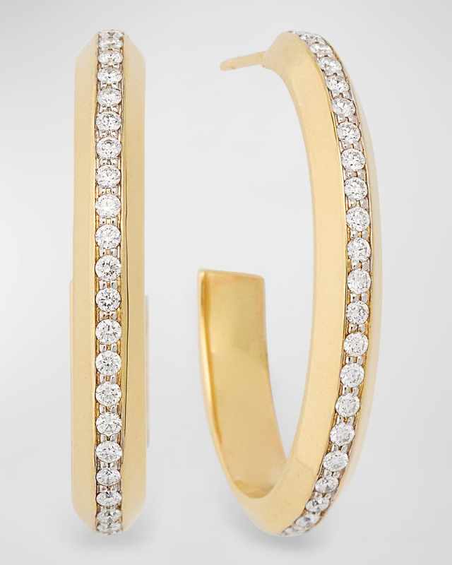 Grant 18K Gold and Diamond Knife Edge Hoop Earrings