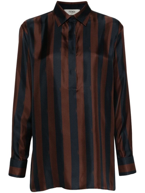 Pequin-stripe silk shirt